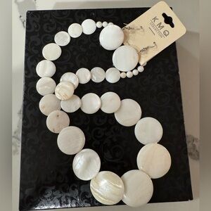 NWT - KMQ Collection White Off-white Shell Necklace and Matching Earring Set